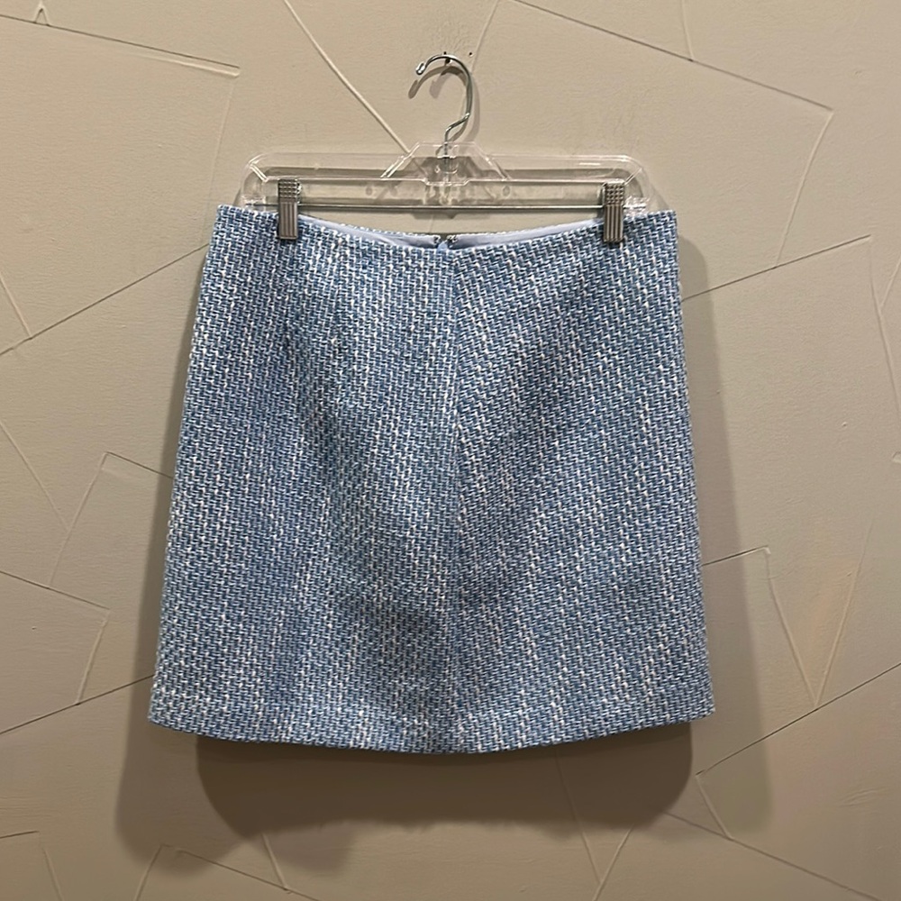 LOFT Blue and White Mini Pencil Skirt for Cocktail